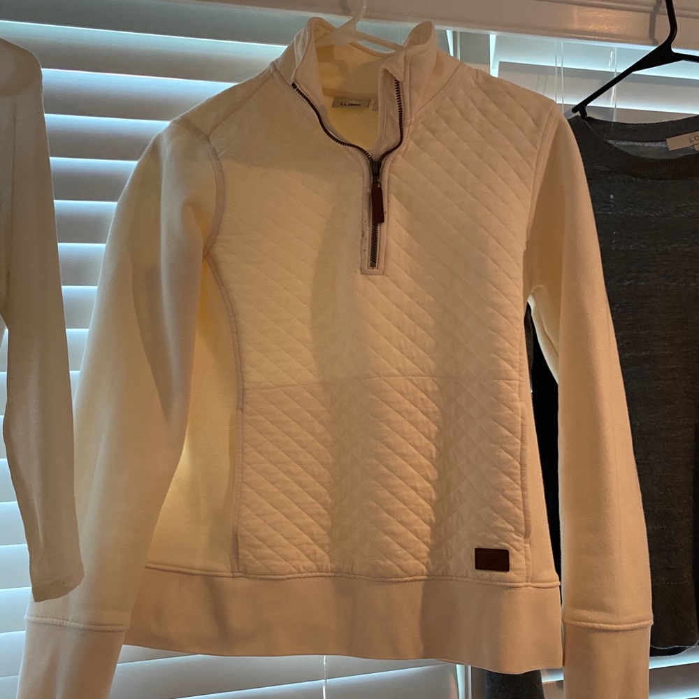 Cream LL bean quilted quarter zip
